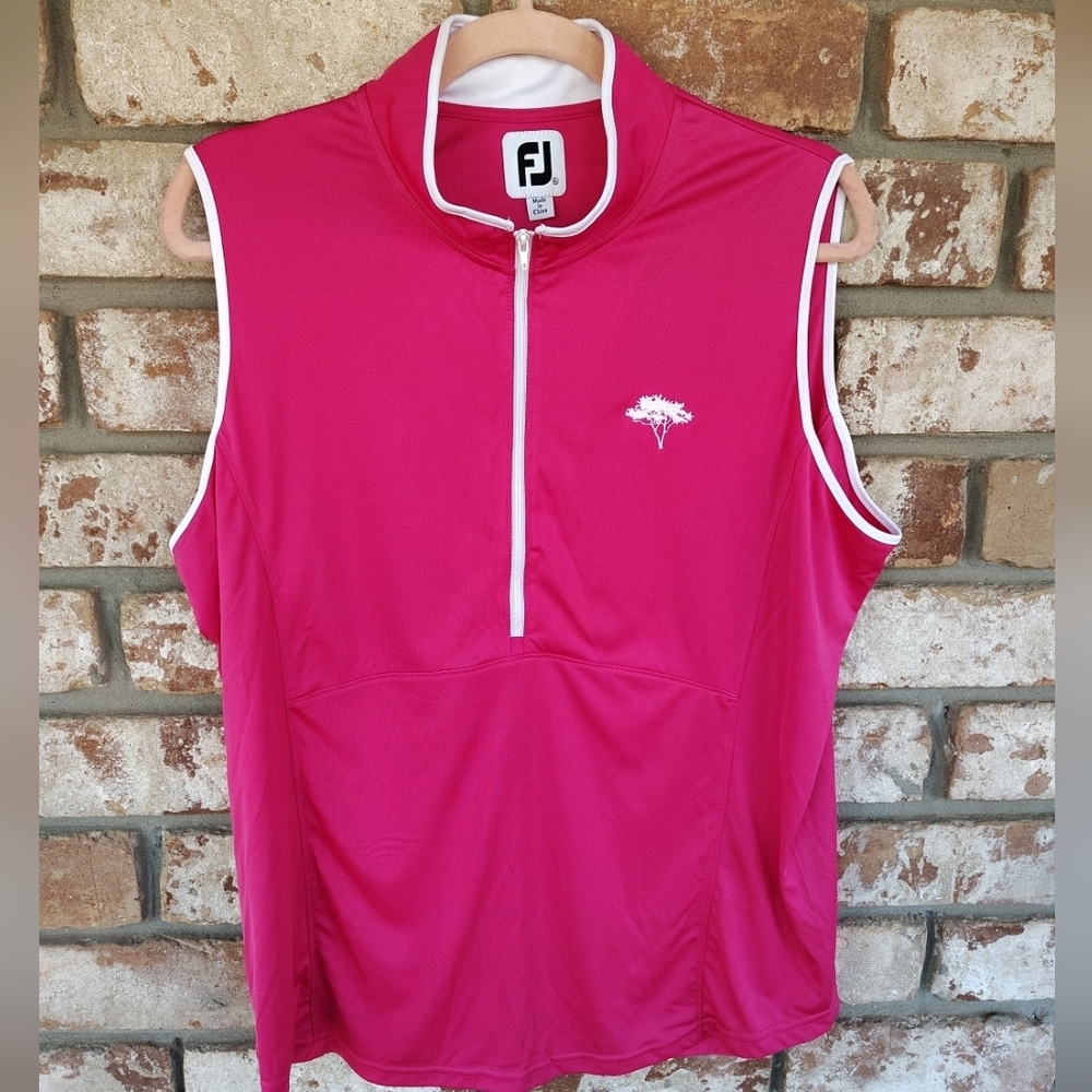Footjoy Women's Pink Sleeveless 1/4 Mock Neck Tank Top Sz XL Golf Athleisure